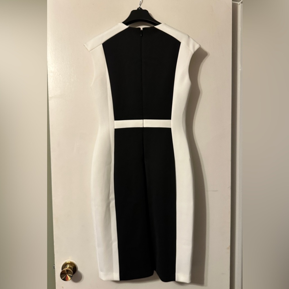Calvin Klein Black and White Sheath Midi Dress - Picture 2 of 3